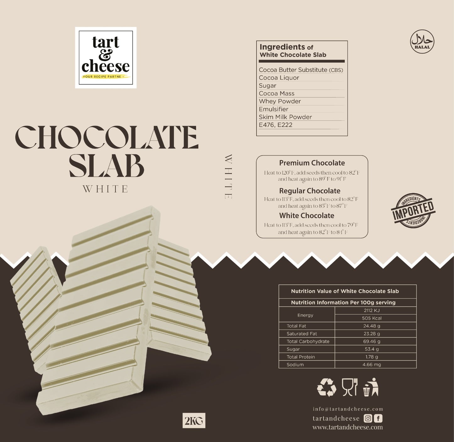 White Chocolate Slab (2 kg)